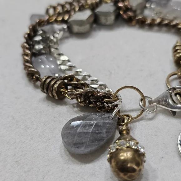 Silpada 925 Silver and Brass Gemstone and Glass Bead Bracelet - Picture 5 of 15